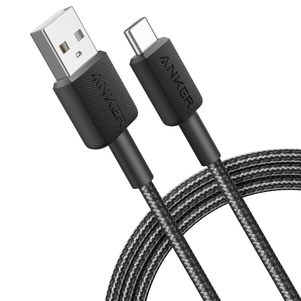 6ft Braided USB-A to USB-C Fast Charging Cable Black